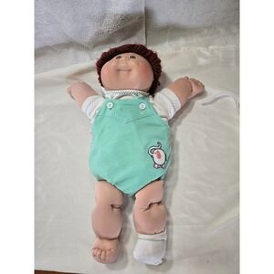 Vintage 1984 Cabbage Patch Kids Doll Coleco Brown Yarn Hair Mint Green Elephant